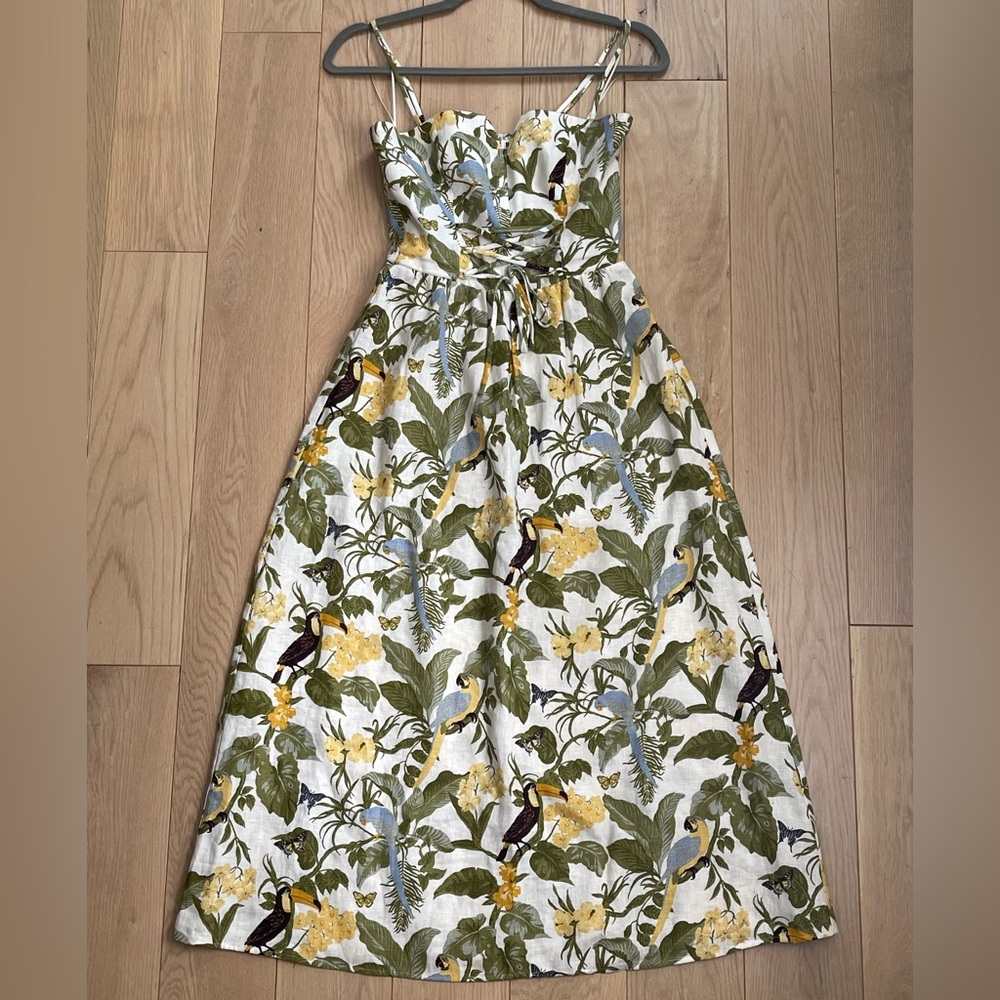 Reformation Cosima Linen Dress Tropics - Size 2